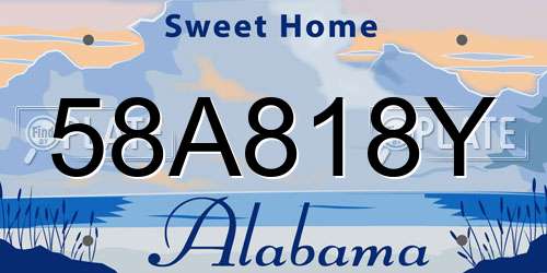 58A818Y Alabama License Plate