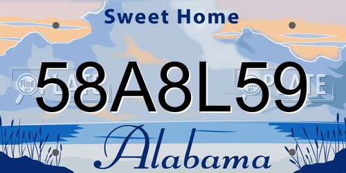 58A8L59 Alabama License Plate