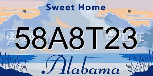 58A8T23 Alabama License Plate