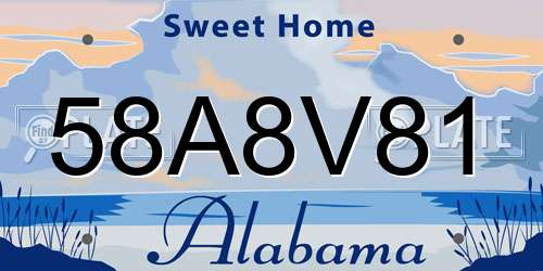 58A8V81 Alabama License Plate