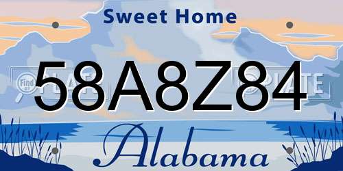 58A8Z84 Alabama License Plate