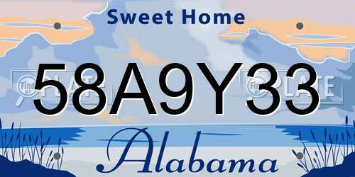 58A9Y33 Alabama License Plate