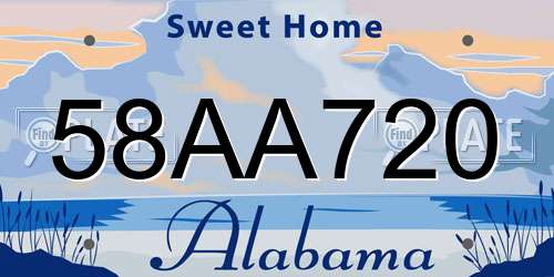 58AA720 Alabama License Plate