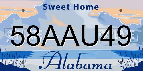 58AAU49 Alabama License Plate