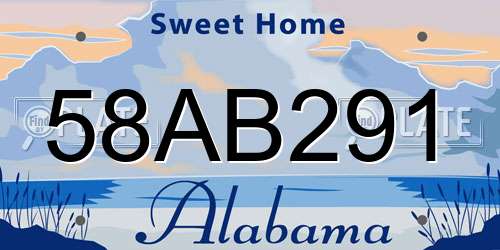 58AB291 Alabama License Plate