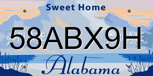 58ABX9H Alabama License Plate