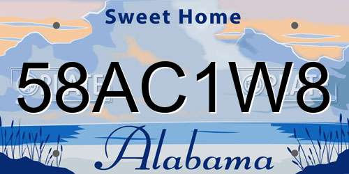 58AC1W8 Alabama License Plate