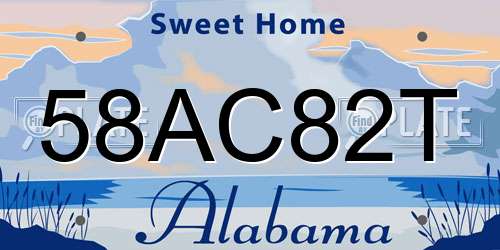 58AC82T Alabama License Plate