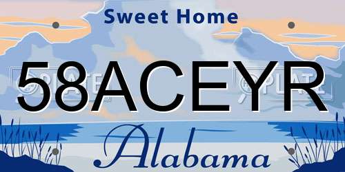 58ACEYR Alabama License Plate