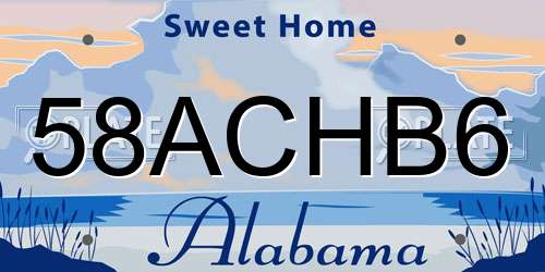 58ACHB6 Alabama License Plate