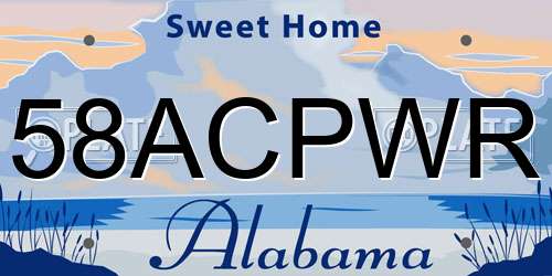 58ACPWR Alabama License Plate