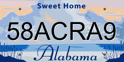 58ACRA9 Alabama License Plate