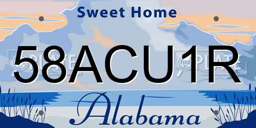 58ACU1R Alabama License Plate