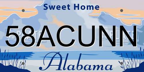58ACUNN Alabama License Plate
