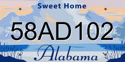 58AD102 Alabama License Plate
