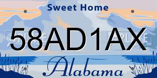 58AD1AX Alabama License Plate