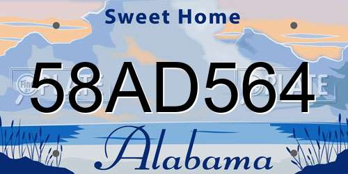 58AD564 Alabama License Plate
