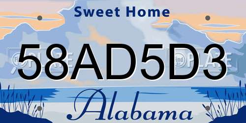 58AD5D3 Alabama License Plate