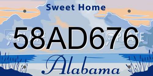 58AD676 Alabama License Plate