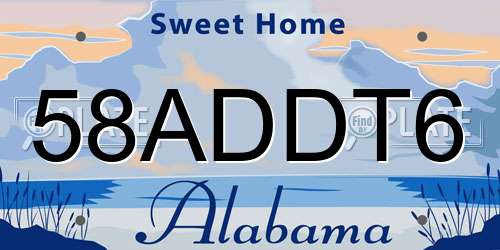 58ADDT6 Alabama License Plate