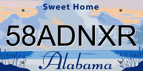 58ADNXR Alabama License Plate