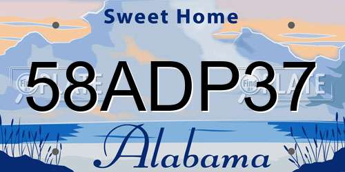 58ADP37 Alabama License Plate