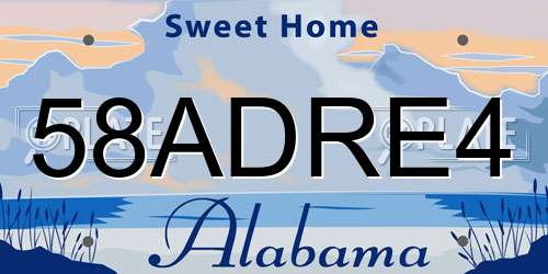 58ADRE4 Alabama License Plate