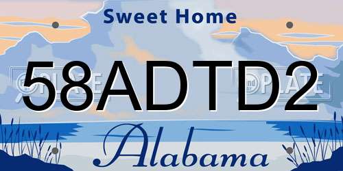 58ADTD2 Alabama License Plate