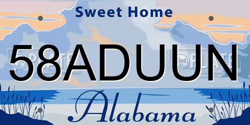 58ADUUN Alabama License Plate