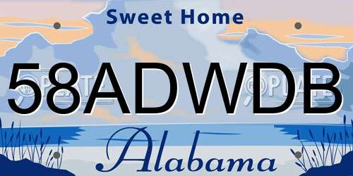 58ADWDB Alabama License Plate