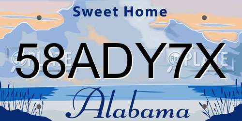 58ADY7X Alabama License Plate