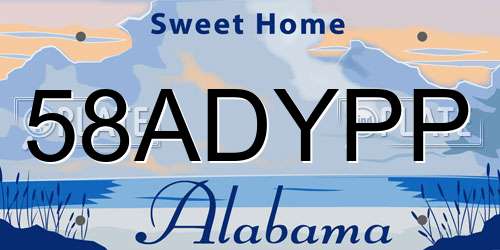 58ADYPP Alabama License Plate