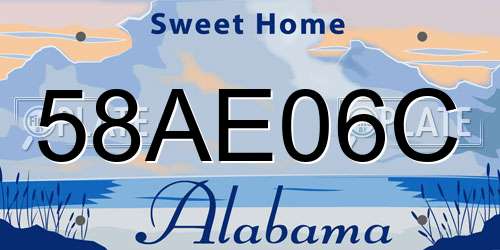 58AE06C Alabama License Plate