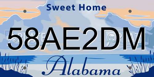 58AE2DM Alabama License Plate