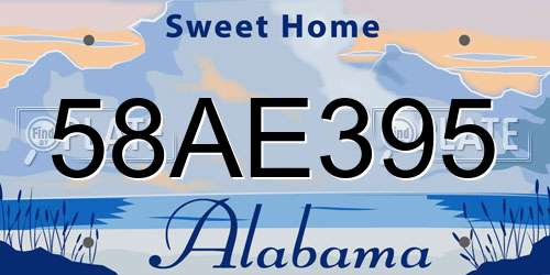 58AE395 Alabama License Plate