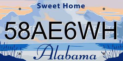 58AE6WH Alabama License Plate