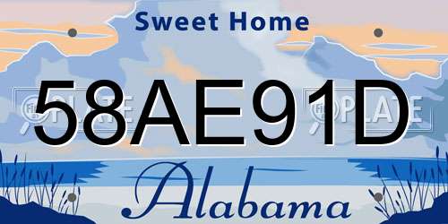 58AE91D Alabama License Plate