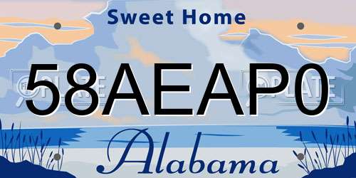 58AEAP0 Alabama License Plate
