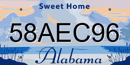 58AEC96 Alabama License Plate