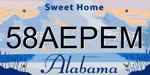 58AEPEM Alabama License Plate