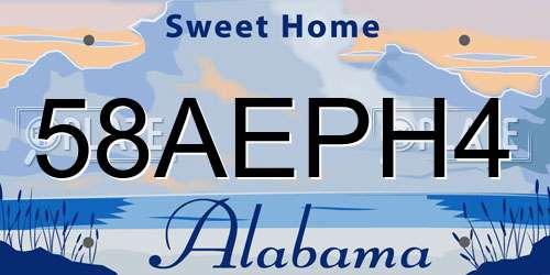 58AEPH4 Alabama License Plate