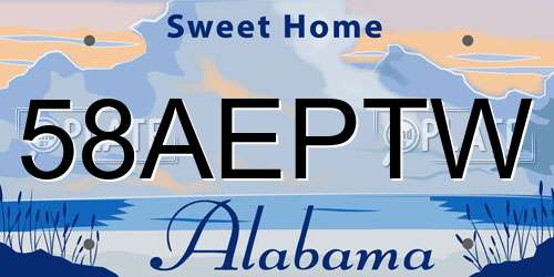 58AEPTW Alabama License Plate