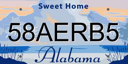 58AERB5 Alabama License Plate
