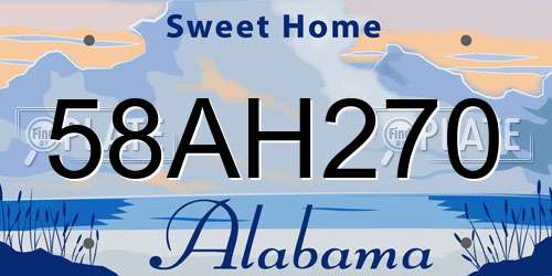58AH270 Alabama License Plate