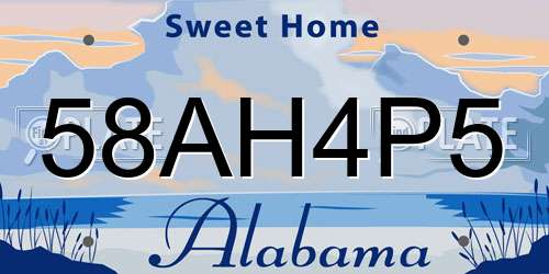 58AH4P5 Alabama License Plate