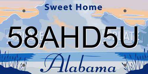 58AHD5U Alabama License Plate