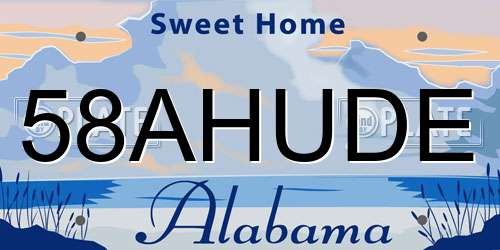 58AHUDE Alabama License Plate