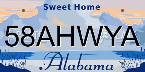 58AHWYA Alabama License Plate