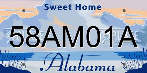 58AM01A Alabama License Plate