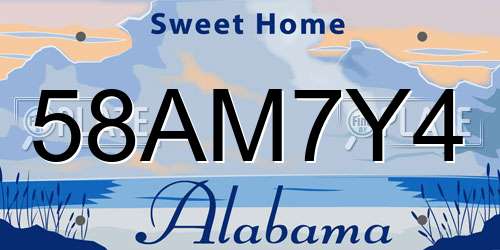 58AM7Y4 Alabama License Plate